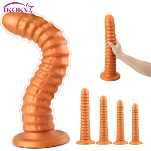 IKOKY Soft Dildos With Strong Sucker Huge Butt plug Adult Products Prostate Massage Super Long Anal Beads Sex Toys for Woman