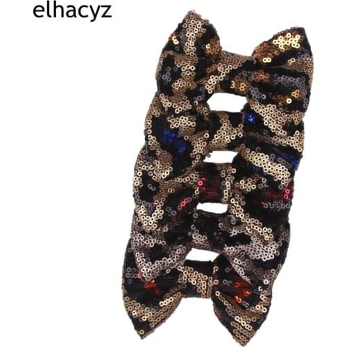 10pcs/lot Classical Leopard 4" Messy Sequins Hair Bow Girls DIY Hair Accessories For Barrette 2021 New Arrival Headwear