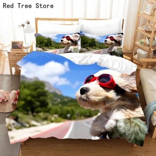 Cute Animal Design Dog Bedding Set Boy Baby Teens Duvet Quilt Cover Pillowcase Twin Full Queen King Size Bed Linen 3d Bedclothes