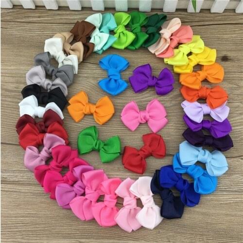 2017 New 2.5inch Mini Ribbon Hair Bows Without Clip DIY Handmade Cute for Kids Hair Accessories 35pcs/lot