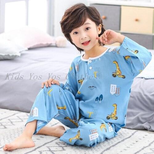 Summer Girls Pajamas Sets Boys Top+Pants Sleepwear Cotton Home Suits Childrens Clothing Cartoon Big Kids Homewear 2 4 6 8 10T