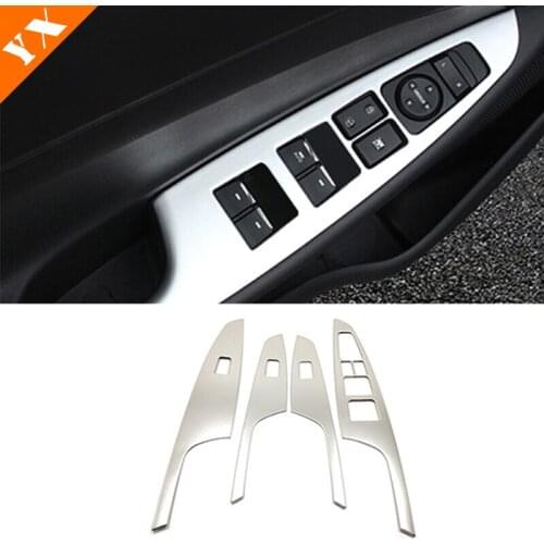 LHD For Hyundai Tucson 2015 2016-2020 accessories Stainless Steel Car armrest Door Window Glass Lift Switch Cover Trims Car 4Pcs