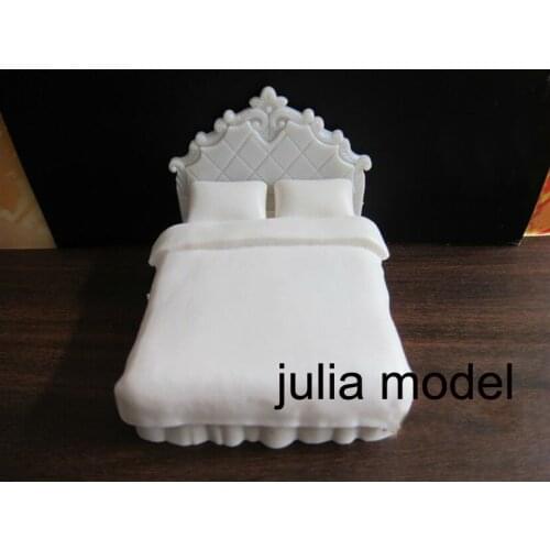 European-style furniture, white bed model scale 1:30