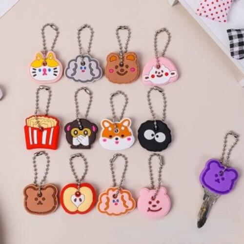 Cartoon Bear Dog Cute Pendant Key Chain Bag Key Protective Key Case Cover for Key Control Dust Cap Holder Gift Women Key Chain