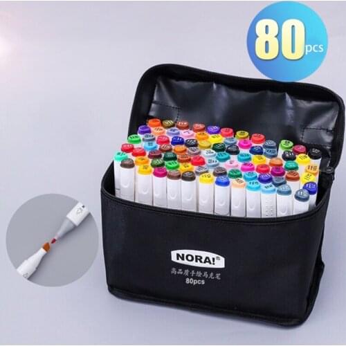 80 Colors Dual Headed Art Markers Set Animation Sketch Pens Drawing Marker Coloring Drawing Pen Art Paint Tool Stationery Supply