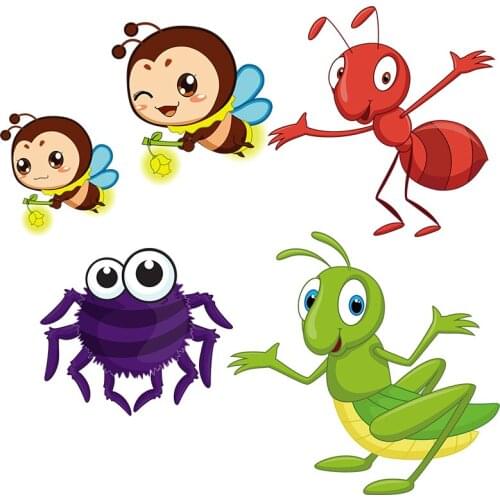 Three Ratels CA9 cartoon insect wall stickers for kids Decorative decals for nursery room funny car stickers laptop