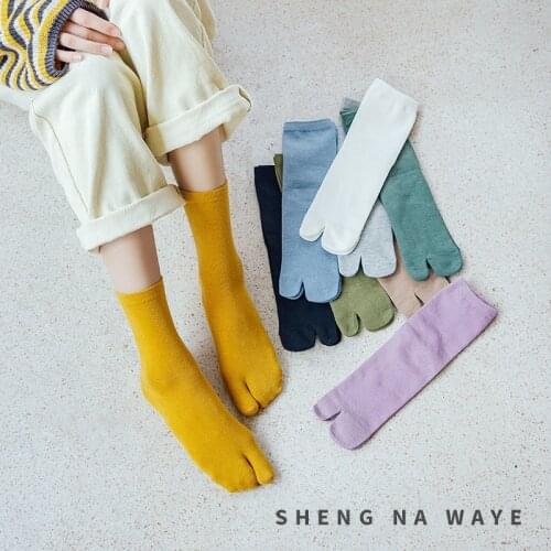 New Product Basic Womens Socks Japanese Solid Color Flat Womens Tabi Socks College Style Fashion Cotton Socks