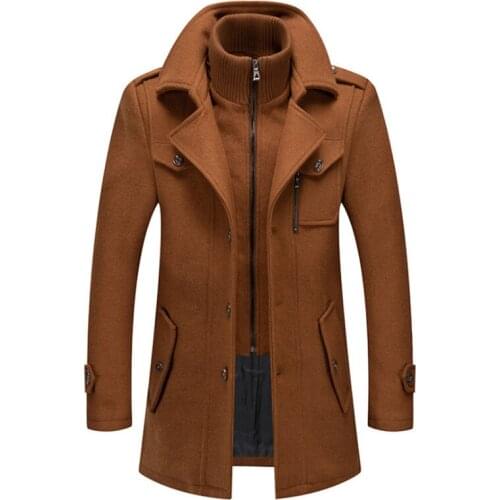 New Fashion Winter Jacket Men Double Collar Wool Coats British Style Long Trench Coat Men Thick Woolen Outerwear Plus Size 4XL