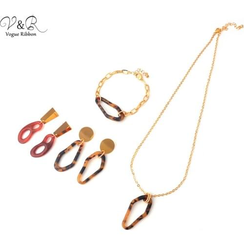 New Arrival Trend 2020 Diy Package Necklace Earring Bracelet Ring Set By Gold Metal/ Acetate/ Pearl/ Acrylic/ Enamel Leaf/ Shell