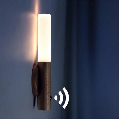 Hanging Magnetic Night Lights Wooden Kitchen Cabinet Night Lamp USB Rechargeable Bedroom Bedside Reading Lamps