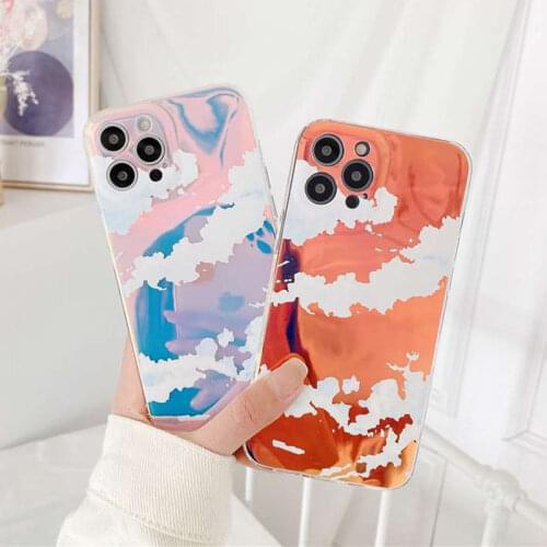 Luxury Dream Laser Clouds Transparent Phone Case For iPhone 11 12 Pro Max Mini 7 8 Plus SE 2020 X XS XR Shockproof Back Cover