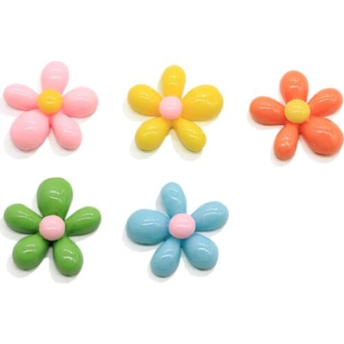 Mixed Candy Color 25mm Resin Daisy Flowers Flatback Cabochons DIY Home Decoration Jewelry Earring Hair Clip Accessories