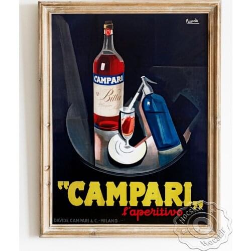 Italian Alcoholic Beverage Advertising Poster, Campari L'aperitivo Vintage Canvas Painting, Bar Club Wine Retro Wall Art Prints