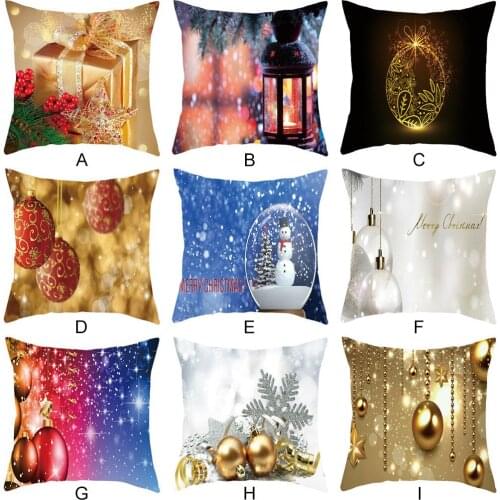 Merry Christmas Short Plush Pillowcase Sofa Pad Set Home Decoration 18x18 Inch Christmas Pillow Cover Living Room Decorative Pil