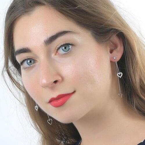 Neoglory Anti Allergy Hearts Love Earrings For Women Charm AAA Zircon Ear Accessories For Sensitive Skin Valentines Day Gift