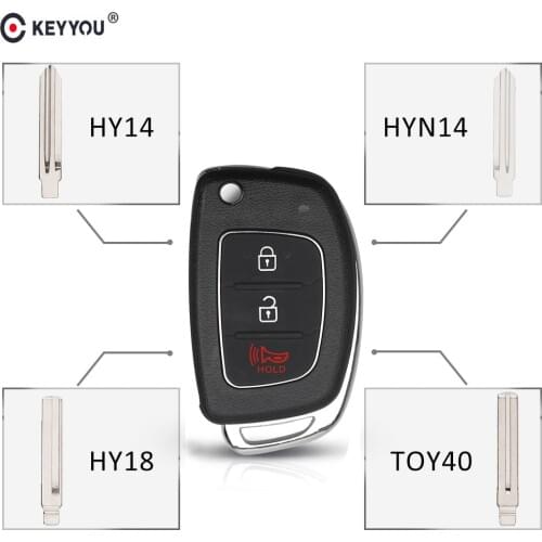 KEYYOU Replacement 3 Buttons Remote Key Fob Car Key Case Cover Styling For Hyundai I30 IX35 i20 Kia K2 K5 Uncut Blade Key Shell