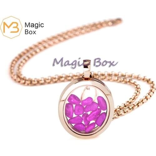 Glass necklace rose gold 316 stainless steel semi-precious stone pendant necklace fashion charm necklace female