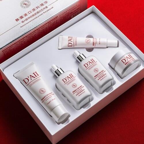 Vitamin Skin Care Sets 5PCS Collagen Retinol Face Creams Cleanser Toner Lotion Eye Cream Moisturizing Hydrating Skincare Kit M