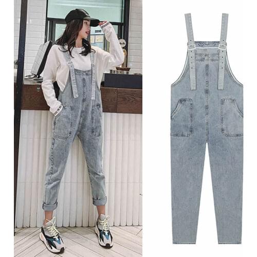 Women clothing denim fabric washed rompers vintage overalls women jumpsuits suspenders jeans women overalls female rompers