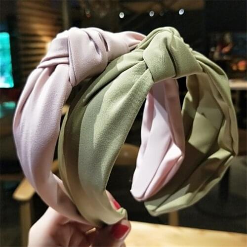 Korea Style Women Headband Solid Color Twist Hairbands Korean Simple Bow Cross Headwrap Hair Band Hoop Headwear Hair Accessories