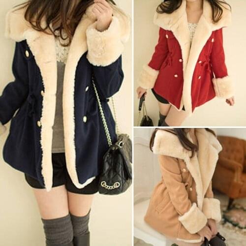 Winter WomenWarm Long Double-Breasted Slim Wool Blend Jacket Coat Parka Outwea