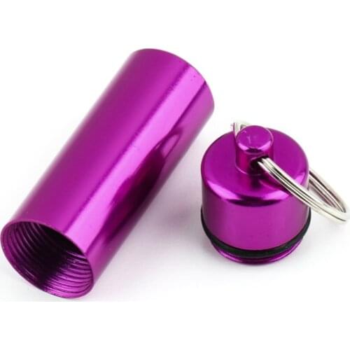 1pcs Keychain Pill Box WaterProof Silvery Aluminum Drug Case Bottle Holder Container