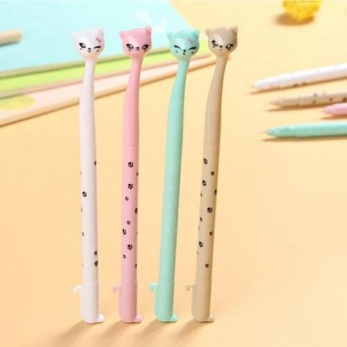 1pc Cute Cats Design Gel Pen Black Ink Writing Students School Stationery Office Color Random Pen Needle Supplies K8Y0