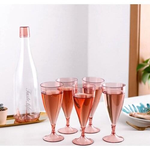 1 Set Party champagne glass 6-piece cold drink juice glass creative transparent wine glass plastic cocktail goblet