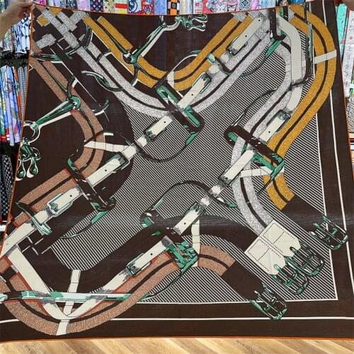 135CM Cashmere Scarf Women Manual Hand Rolled Shawls Belt Cross Square Scarves Wrap Bandana Luxury Brand Hijab Female Foulards