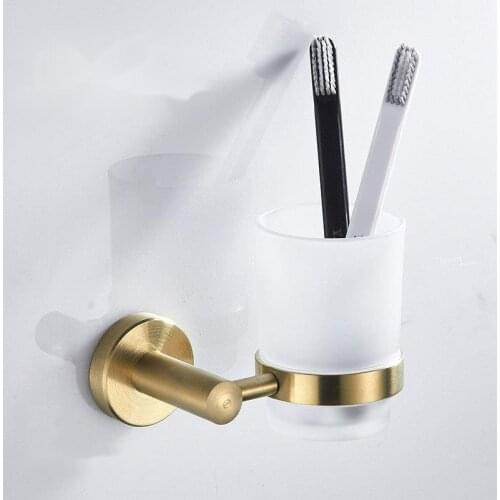304 Stainless Steel Brushed Gold Toothbrush Holder Toothbrush Cup Holder Bathroom Toothbrush Holder Wash Mouth Cup Holder