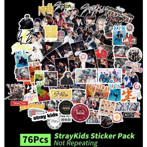 76pcs/Set Kpop Stray Kids Character Stickers Hand Account Notebook Trunk Cartoon Cute Sticker Fans' Gifts