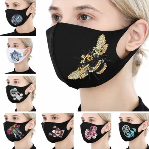 5D Diamond Mask DIY Decor Mask Painting Kit Outdoor Face Protect Masque Reusable Dustproof Mask Rhinestones Art Handwork Gift