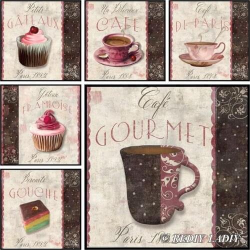 DIY Diamond Embroidery Coffee & Cakes Diamond Painting Cross Stitch Full Square/Round Drill Diamond Mosaic Home Decoration Gift