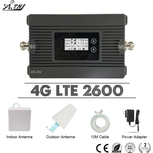 ATNJ Fast 4G LTE 2600 Mobile Signal Repeater 80dB Power Gain 4G LTE Amplifier 4G LTE 2600mhz Cellular Signal Booster LCD Display