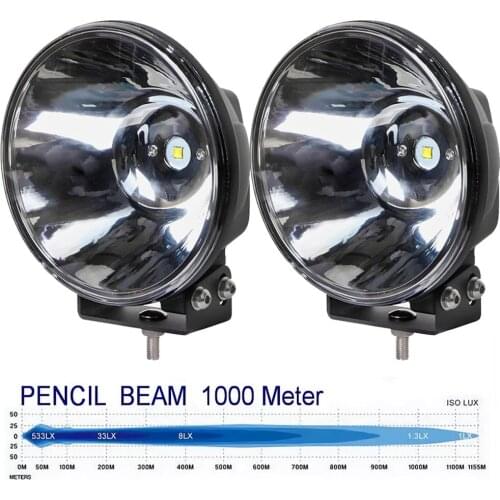 Auxmotec 7-inch 40W Round Off-road Led Auxiliary Driving Work Light Spot Pencil Beam for Truck Pickup Jeep Wrangler JK TJ 12V