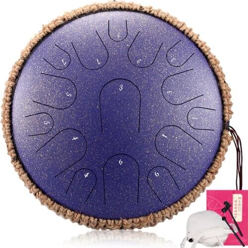 D tone Tongue Drum13 inch 15 Tone Ethereal Drummer Disc Tank Hand Drum Steel Hollow Musical Meditation Instruments for Yoga New