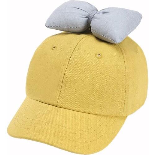 Baseball cap children cute hats Pure cotton three-dimensional bow contrast color female baby sunshade princess sun hat sunhat