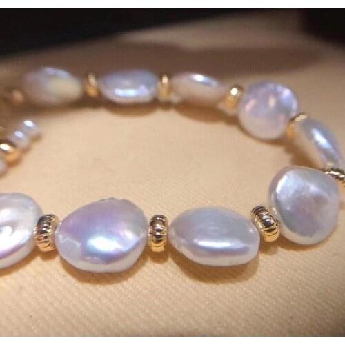 D1003 Pearl Bracelets Fine Jewelry Baroque Nature Fresh Water White Pearls Bracelets for Women Fine Jewelry