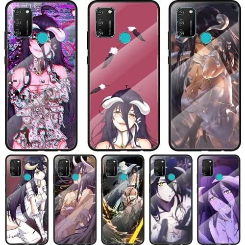 Anime Girl Albedo Tempered Glass Cover For Honor 30 20 10 9X 8X Pro Plus Lite Silicone Phone Case Coque