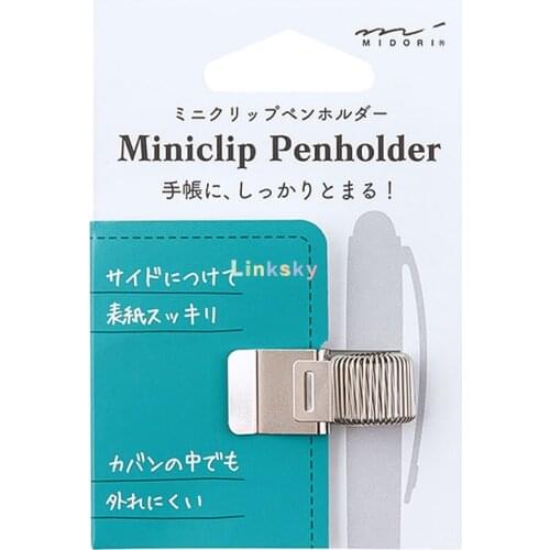MIDORI Miniclip Penholder,Clip Porta Pen, Black,Gold,Silver, Removable Metal Spring Retractable Pen Clip Book Clip