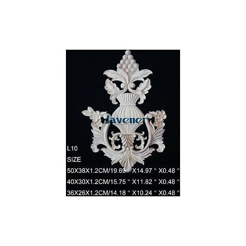 L10 -50x38x1.2cm Wood Carved Long Onlay Applique Unpainted Frame Door Decal Working carpenter Flower