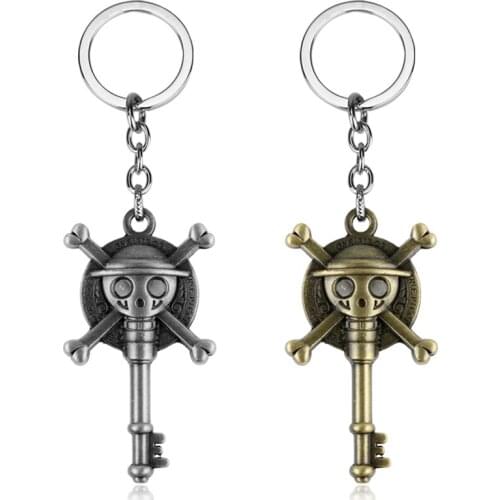 Dongsheng Fashion Jewelry Anime One Piece Skeleton Keychain Bronze Skull Key Keyring For Men