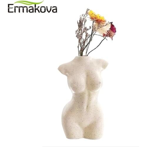 ERMAKOVA White Vases for Decor Body Art Design Flower Pot Nude Female Creative Sculpture Vase Living Room Bedroom Desktop Decor