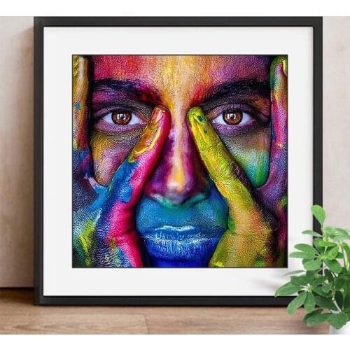 Full Square/Round Drill Mosaic DIY Cross Stitch Diamond Painting Colorful Face Diamond Embroidery Portrait Decoration
