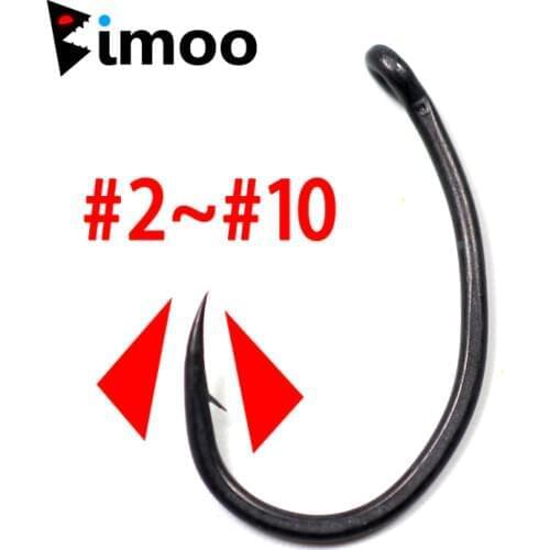 Bimoo 20pcs Carp Hooks High Carbon Steel Matte Black with Micro Barb Size 2 4 6 8 10 Yn Carp Fishing Hook Europe
