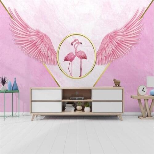 Milofi nordic simple small fresh pink wings flamingo children bedroom background wall