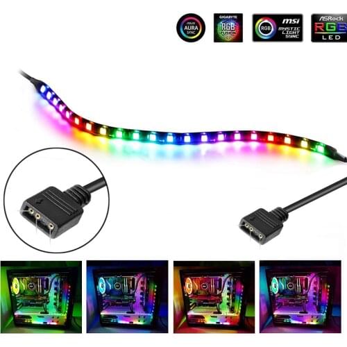 Addressable WS2812b LED Strip for gaming pc ASUS Aura SYNC MSI Mystic Light GIGABYTE RGB Fusion2.0 5V 3Pin Header on Motherboard