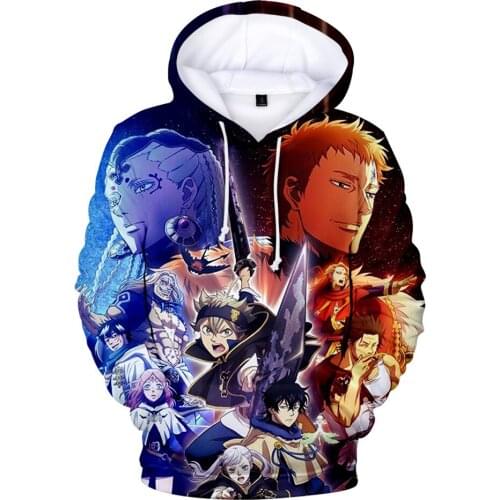 Newest Anime Black Clover 3D Hoodies Teens Fashion Cartoon Hoodie Sweatshirts Outerwear Plus Size Jacket Coat Casual Clothes