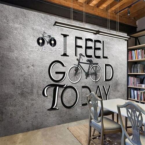 Personalized Custom Retro Nostalgia Perspective Letter Wall Paper 3D Restaurant Cafe Bar KTV Industry Decor Bicycle Wallpaper 3D