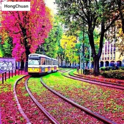 Scenery car mural fast delivery 5D DIY square/round diamond embroidery mosaic diamond painting home decorationcross stitch gifts